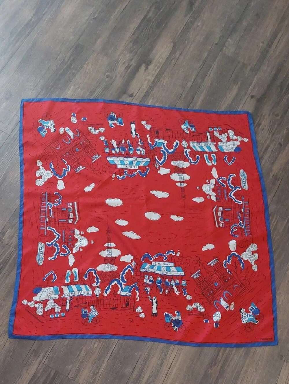 Vintage Reed Graphic Square Scarf with Blue Trim By Pendleton